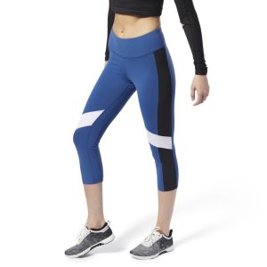 Reebok Lux Colour Block Capri Tights Damen - Blau/Schwarz - DE 907-OGE